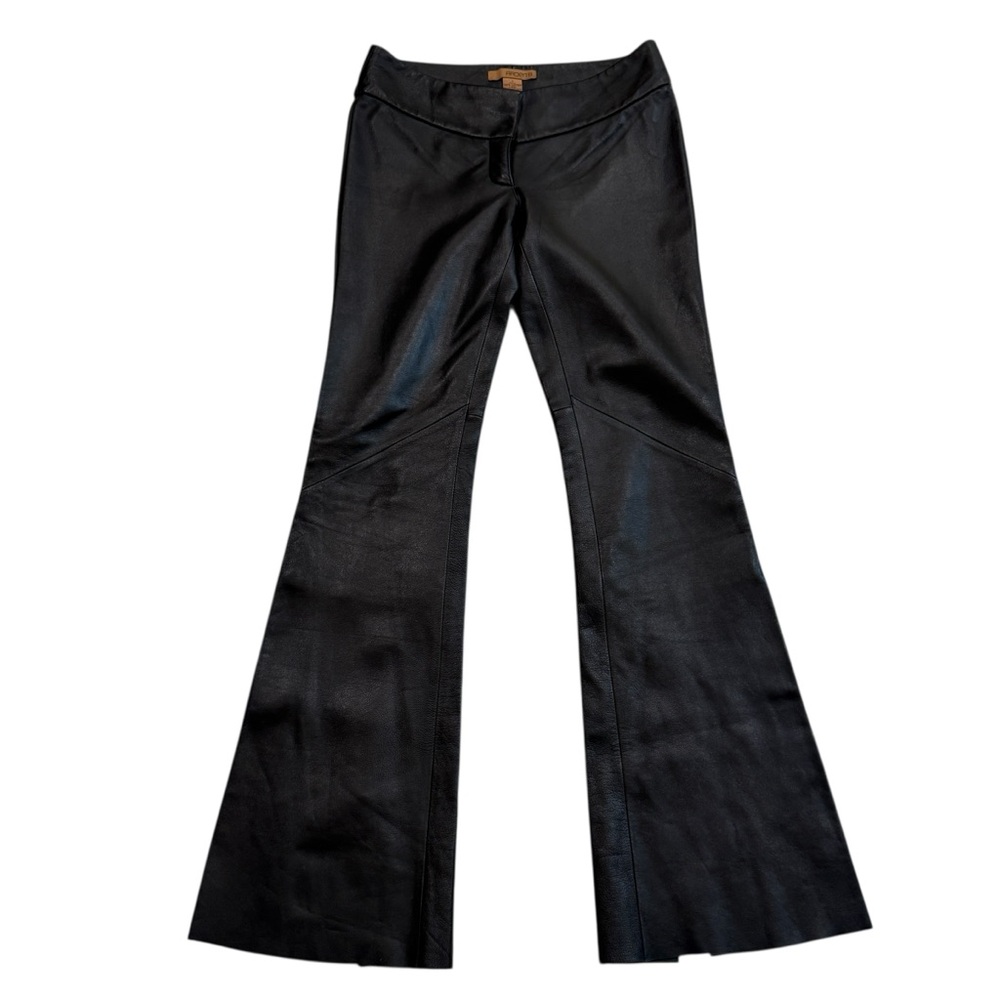 Arden B Black Leather Flare Pants Split Back RARE find Vintage Lined